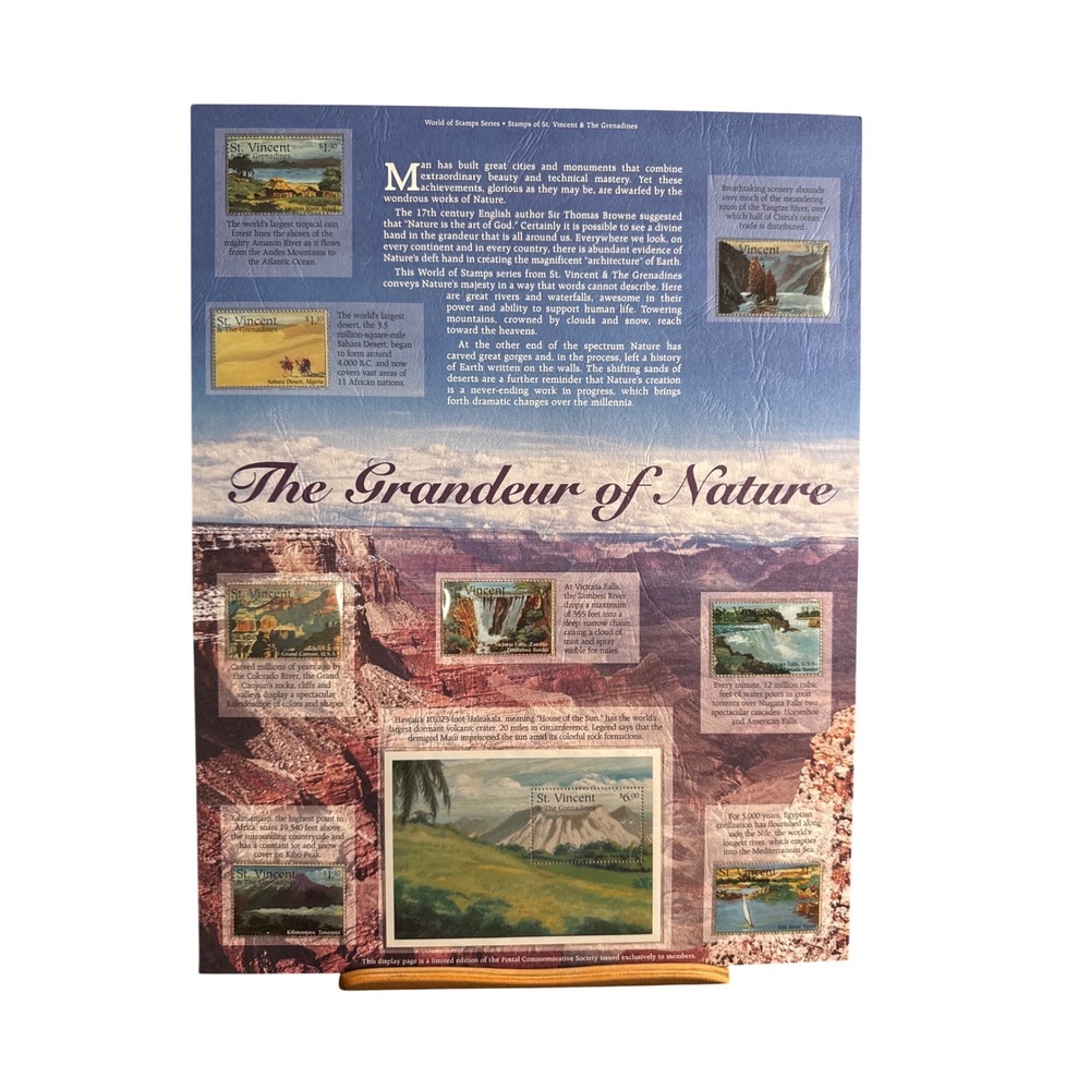 St Vincent & Grenadines Grandeur of Nature Stamp Display Postal Commemorative